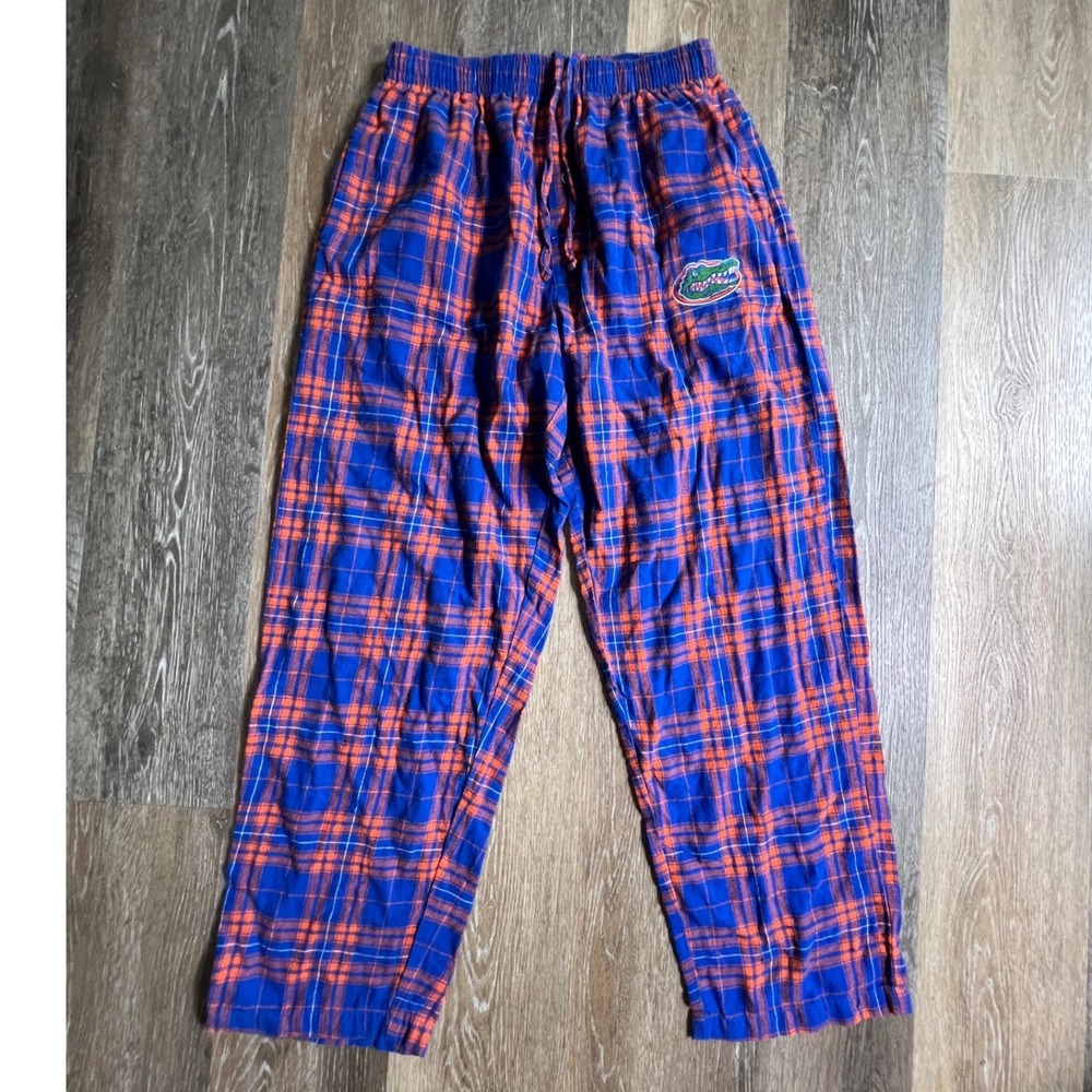 Sideline Apparel Pajama Pants Mens Large Blue Orange Florida Gators Plaid Lounge